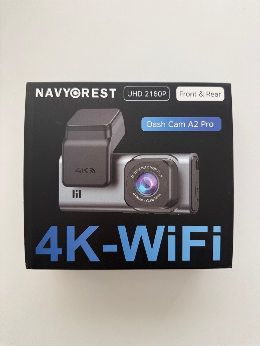 4K Dual Car Dash Camera with Rear View - Black
